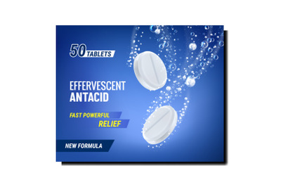 Effervescent Antacid Creative Promo Poster Vector