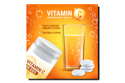 Vitamin For Kids Creative Promo Banner Vector