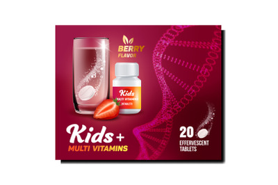 Kids Multivitamins Creative Promo Poster Vector