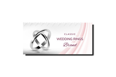 Wedding Rings Sale Creative Promo Poster Vector