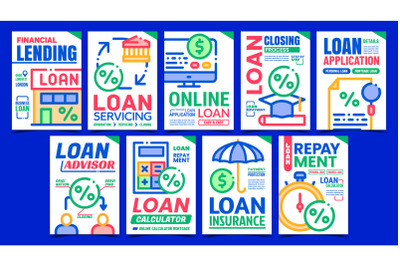 Loan Finance Creative Promotion Posters Set Vector