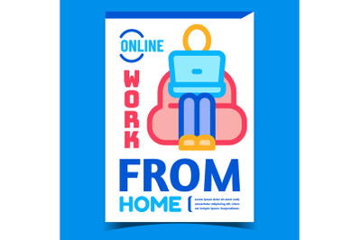 Online Work From Home Promotional Banner Vector