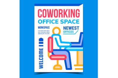 Coworking Office Space Promotional Poster Vector