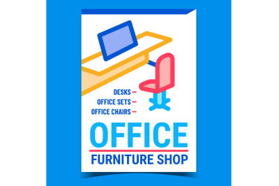 Office Furniture Shop Promotional Poster Vector