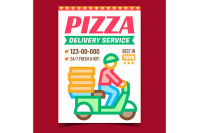 Pizza Delivery Service Promotion Banner Vector