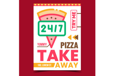 Pizza Take Away Service Promotion Poster Vector