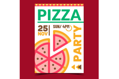 Pizza Party Creative Promotional Banner Vector