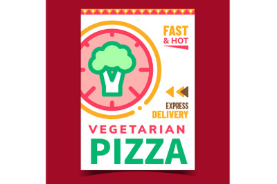 Vegetarian Pizza Creative Promotion Poster Vector