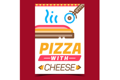 Pizza With Cheese Creative Promotion Banner Vector