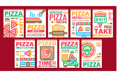 Pizza Meal Creative Promotion Posters Set Vector