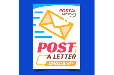 Letter Post Express Delivery Promo Poster Vector