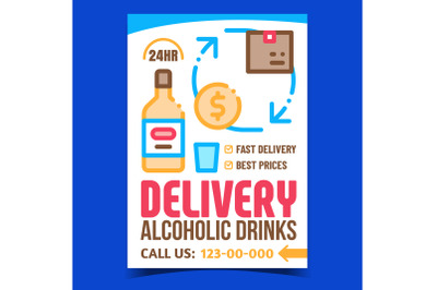 Delivery Alcoholic Drinks Promotion Poster Vector