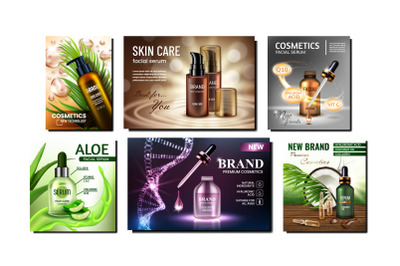 Cosmetics Creative Promotional Posters Set Vector