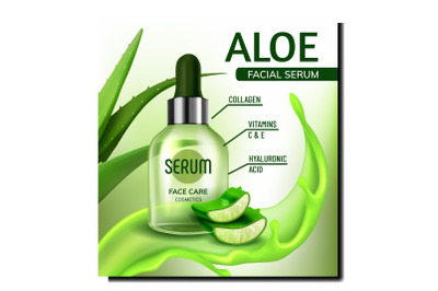 Aloe Facial Serum Creative Promo Poster Vector