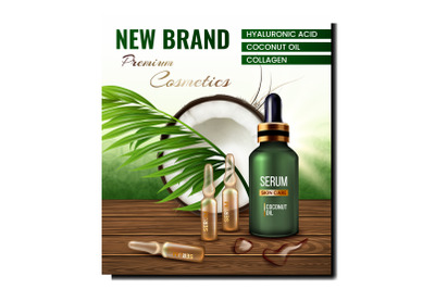 Cosmetic Coconut Oil Promotional Banner Vector