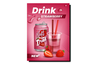 Strawberry Drink Creative Promo Banner Vector