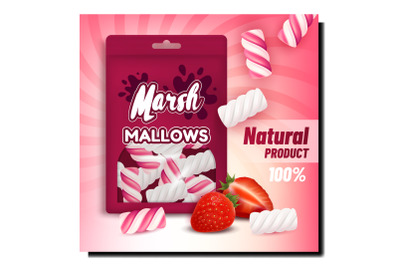 Marshmallows Creative Promotional Poster Vector