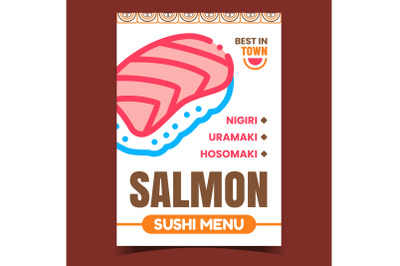 Salmon Sushi Menu Creative Promotion Banner Vector