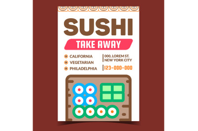 Sushi Take Away Creative Promotion Poster Vector