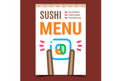 Sushi Menu Creative Promotional Poster Vector