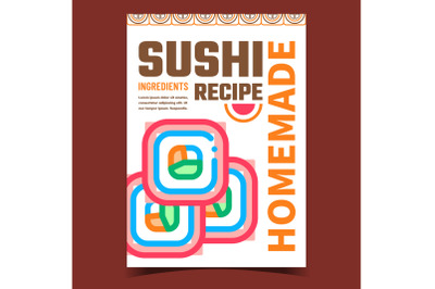 Sushi Homemade Recipe Promotional Banner Vector