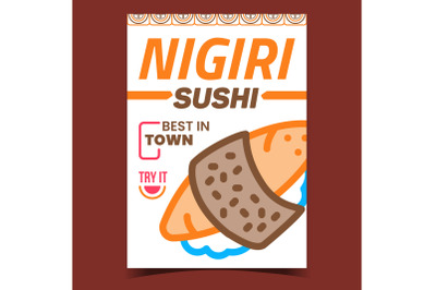 Nigiri Sushi Creative Promotional Banner Vector