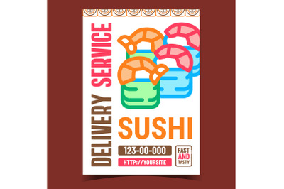 Sushi Delivery Service Promotion Banner Vector