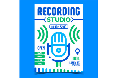 Recording Studio Creative Promotion Banner Vector