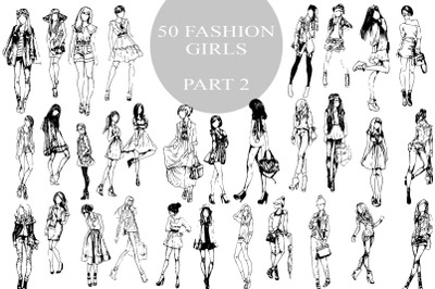 50 fashion pretty girls vector