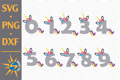 Unicorn Numbers SVG, PNG, DXF Digital Files Include