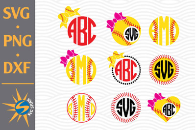 Softball Monogram SVG, PNG, DXF Digital Files Include