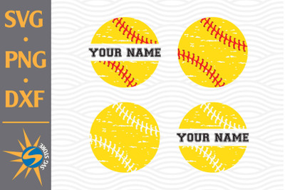 Split Distressed Softball SVG, PNG, DXF Digital Files Include