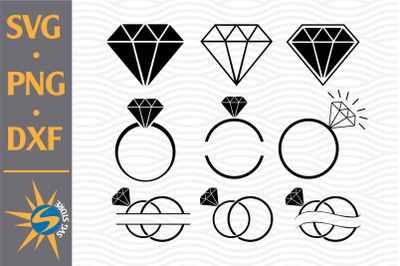 Ring, Diamond SVG, PNG, DXF Digital Files Include