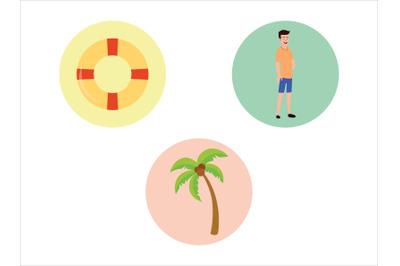 Beach Icon Coconut Tree Vector Bundle