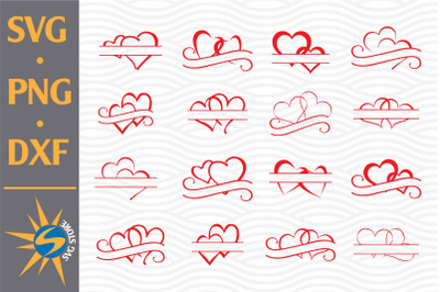 Split Double Heart SVG&2C; PNG&2C; DXF Digital Files Include