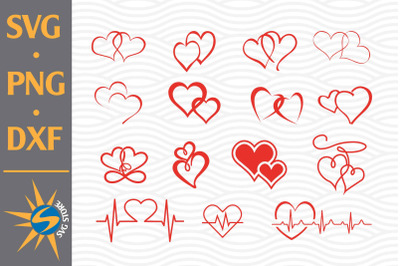 Heart&2C; Double Heart SVG&2C; PNG&2C; DXF Digital Files Include