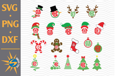 Merry Christmas Monogram SVG&2C; PNG&2C; DXF Digital Files Include