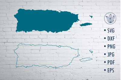 Puerto Rico svg cut file, Outline map, Stencil map