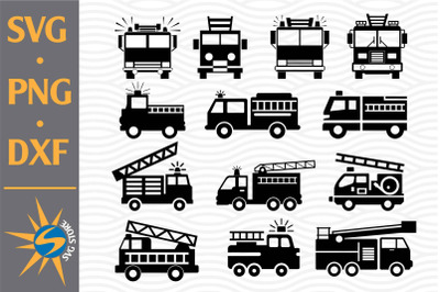 Fire Truck Silhouette SVG&2C; PNG&2C; DXF Digital Files Include