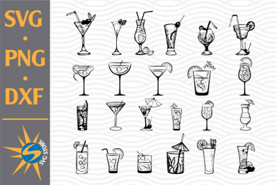 Cocktail Stencil SVG&2C; PNG&2C; DXF Digital Files Include