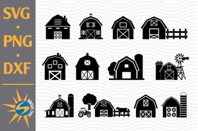 Barn Silhouette SVG&2C; PNG&2C; DXF Digital Files Include