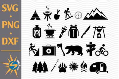 Camping Silhouette SVG, PNG, DXF Digital Files Include