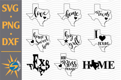 Texas Home, Love SVG, PNG, DXF Digital Files Include