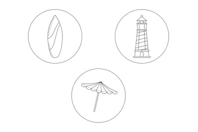 Beach Lighthouse Outline Bundle