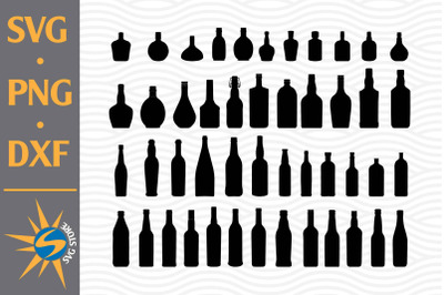 Bottle Silhouette SVG&2C; PNG&2C; DXF Digital Files Include