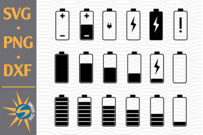 Battery Silhouette SVG, PNG, DXF Digital Files Include