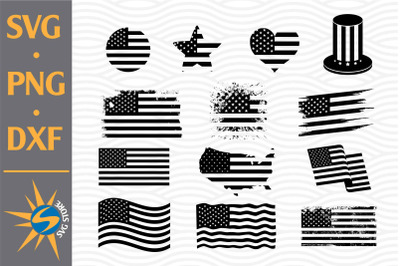 US Flag Silhouette SVG, PNG, DXF Digital Files Include