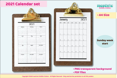 Calendar 2021 A4 Sunday week Start printable