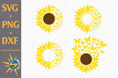 Sunflower and Butterfly SVG&2C; PNG&2C; DXF Digital Files Include