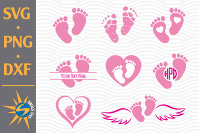 Baby Feet SVG&2C; PNG&2C; DXF Digital Files Include